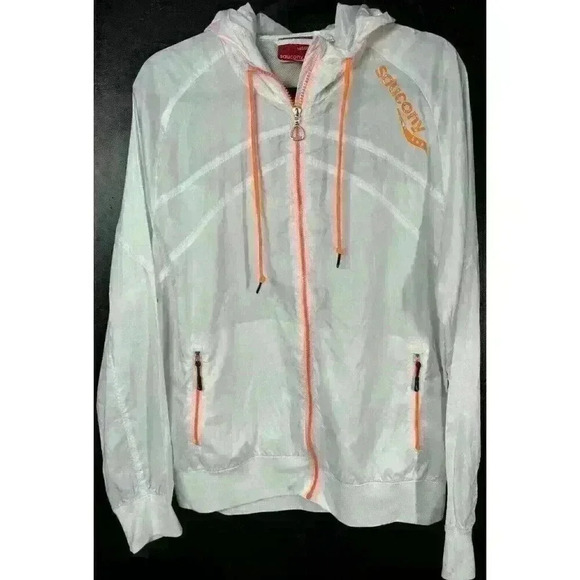Saucony Men’s Windbreaker Jacket Hooded Zippered Blue Small - Picture 1 of 6